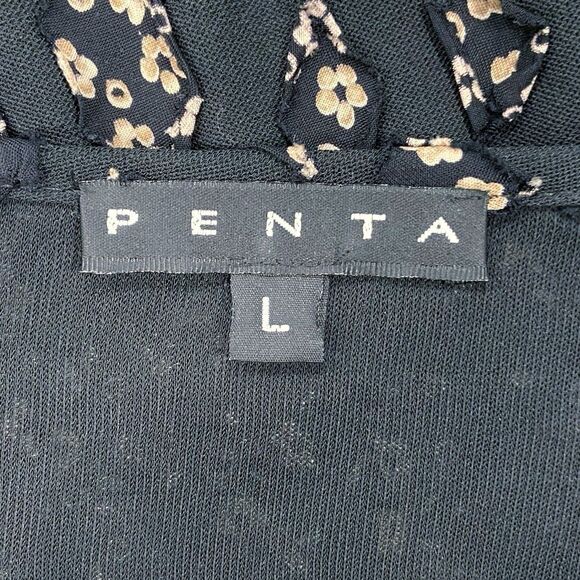 PENTA Chic Floral Print Lined Blouse in Black Fairy Bell Sleeves Women’s Large - Picture 3 of 10